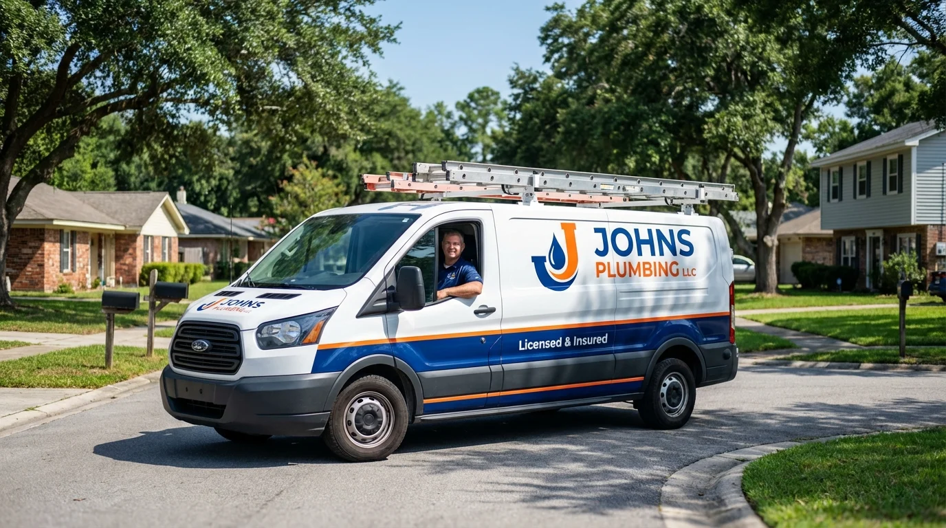 Johns Plumbing LLC service van in Williamsburg, OH